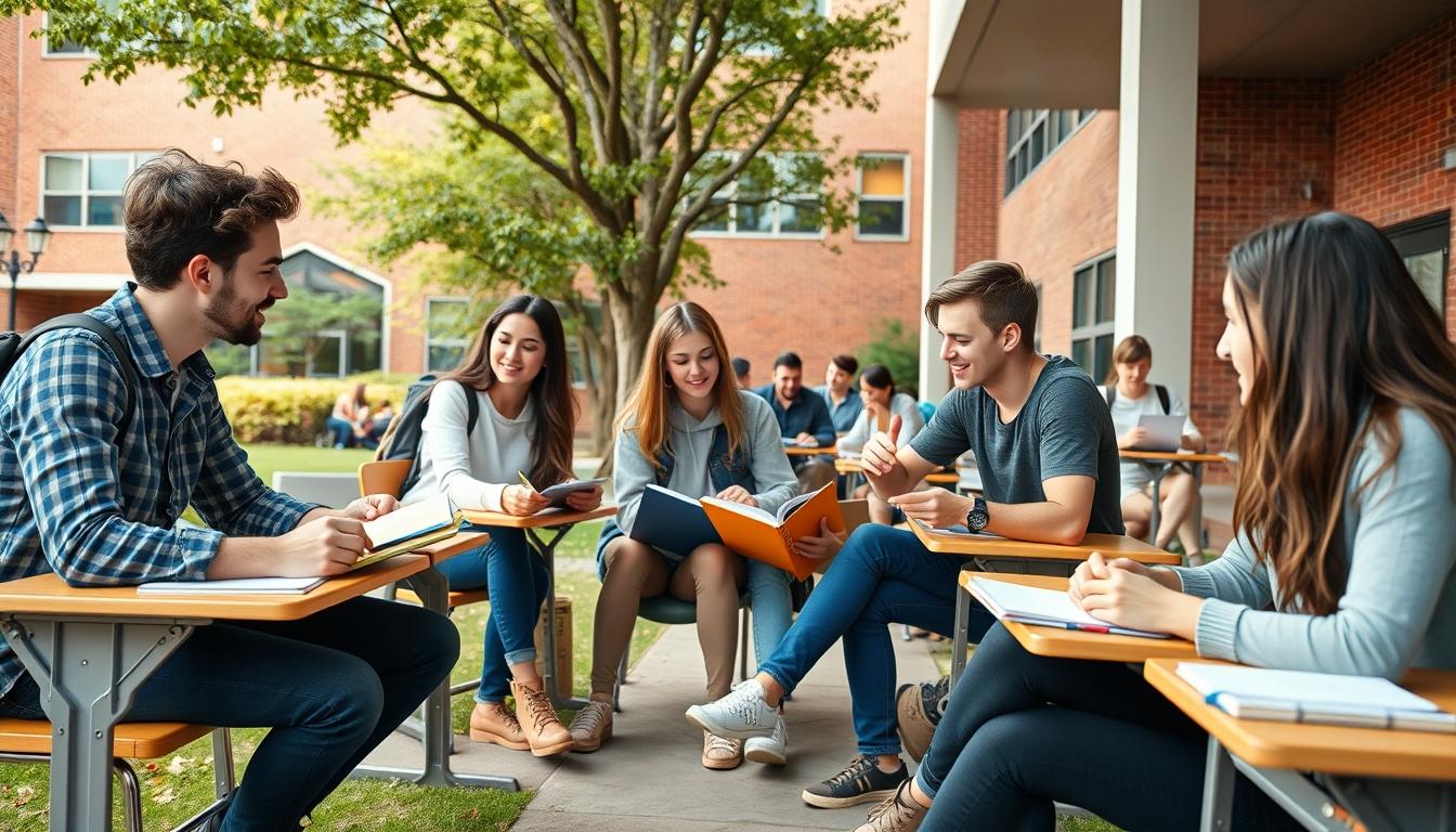 Students collaborating in study space